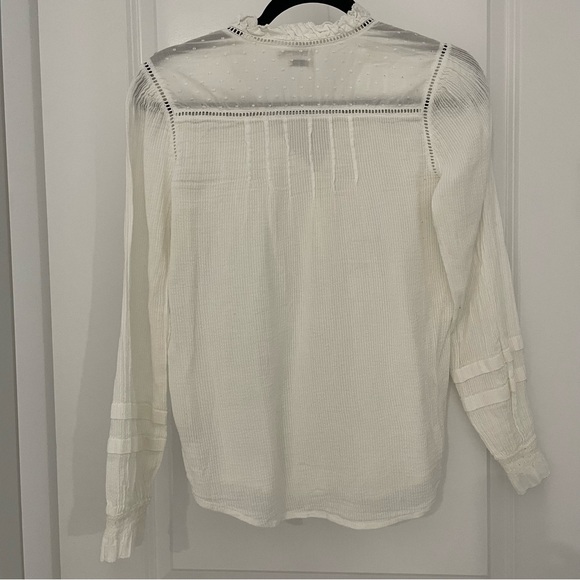 Faherty Willa Button Front Organic Cotton Ruffle Collar Embroidered White Top 22 - Picture 10 of 11